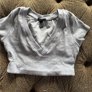 Forever 21 Gray Fitted Short Sleeve T-Shirt